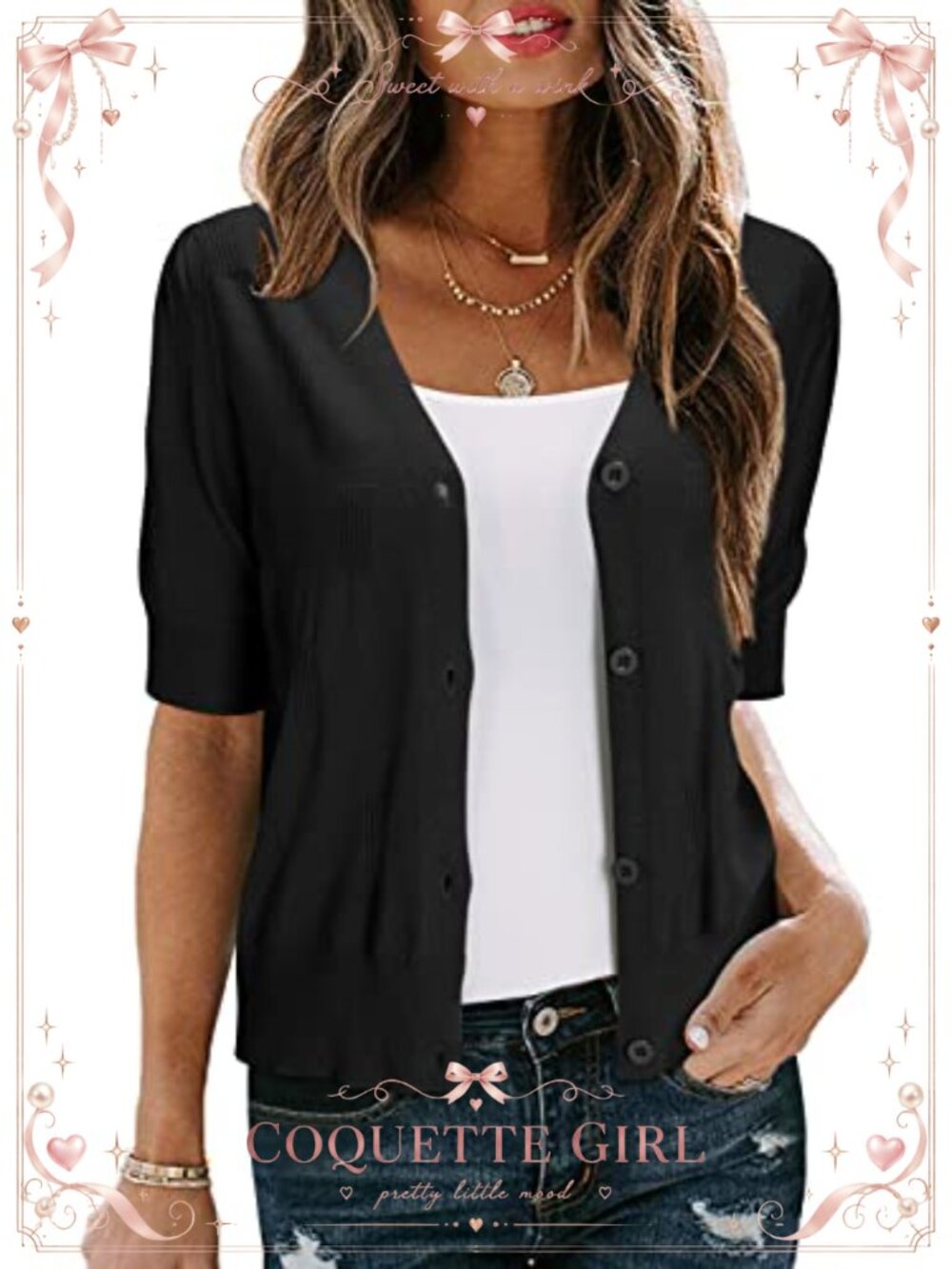 Women's Cropped Cardigan Bolero Shrug Short Puff Sleeve Knit Summer Sweater